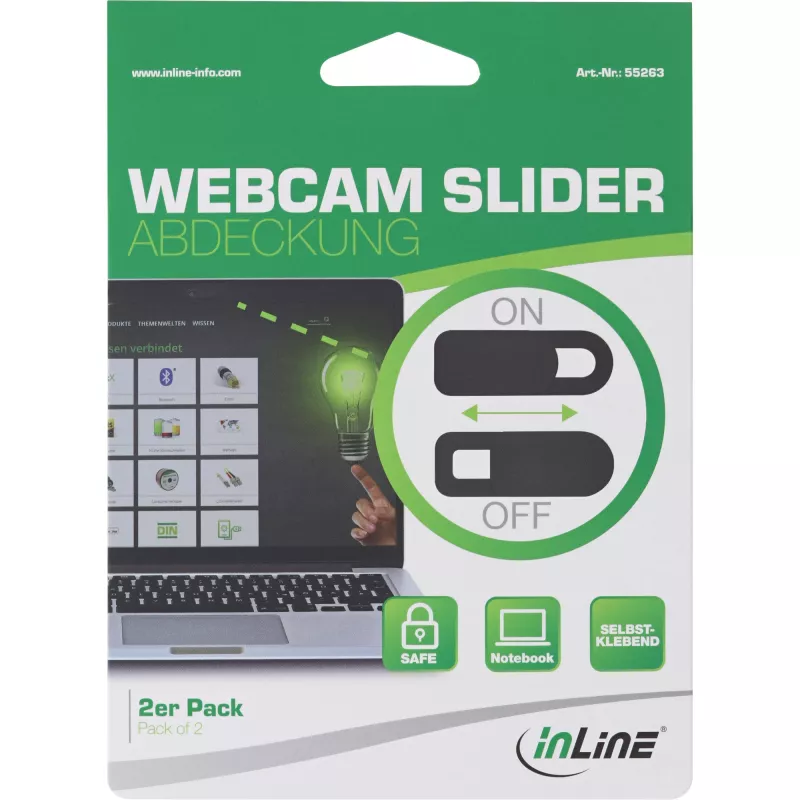 InLine Webcam Slider Cover, melns, 2 gab. iepakojumā
