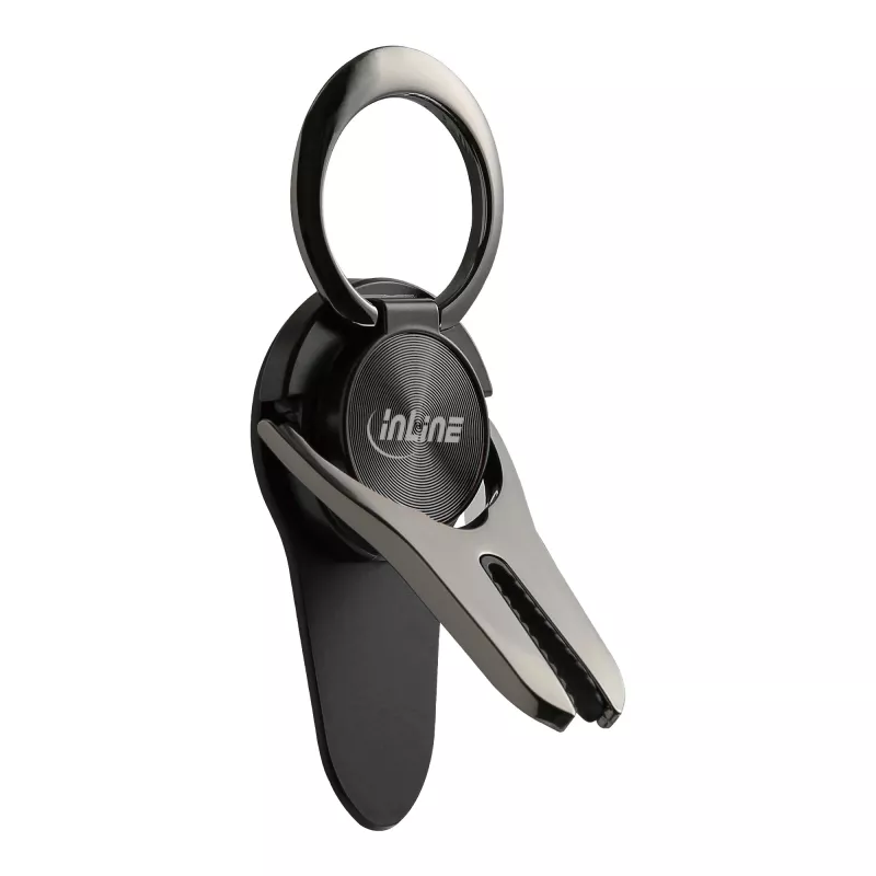 InLine viedtālruņa 3-in-1 automašīnas turētājs, statīvs, pirksta cilpa, melns