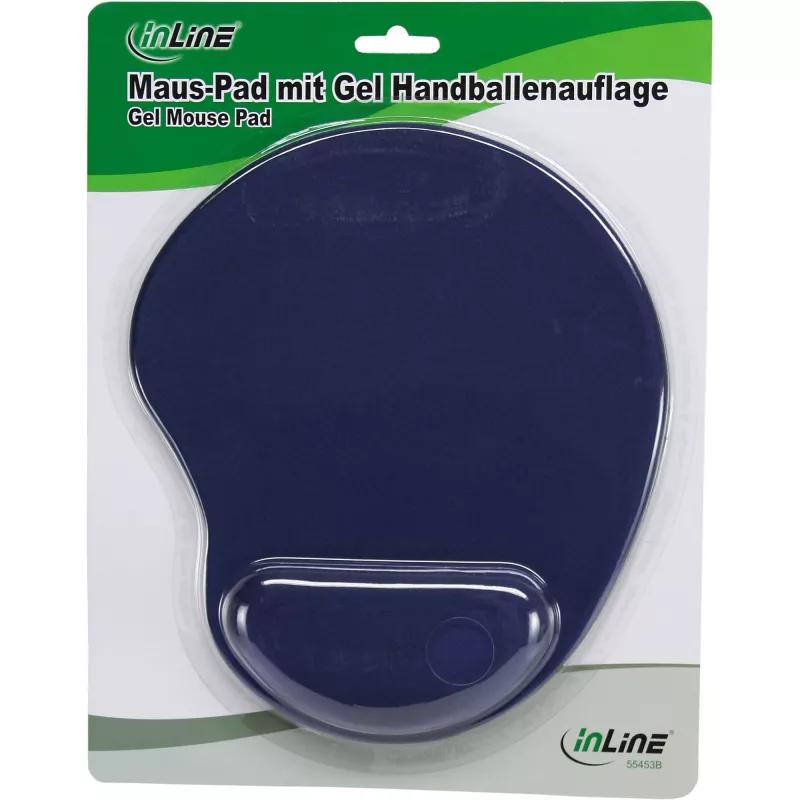InLine peles paliktnis ar gēla plaukstas balstu, 230x205x20mm, zils