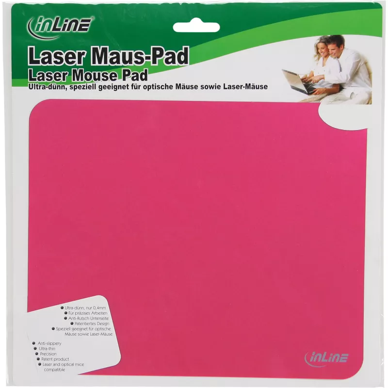 Peļu paliktnis InLine 55456R lāzera ultra-plāns sarkans 220x180x0.4mm
