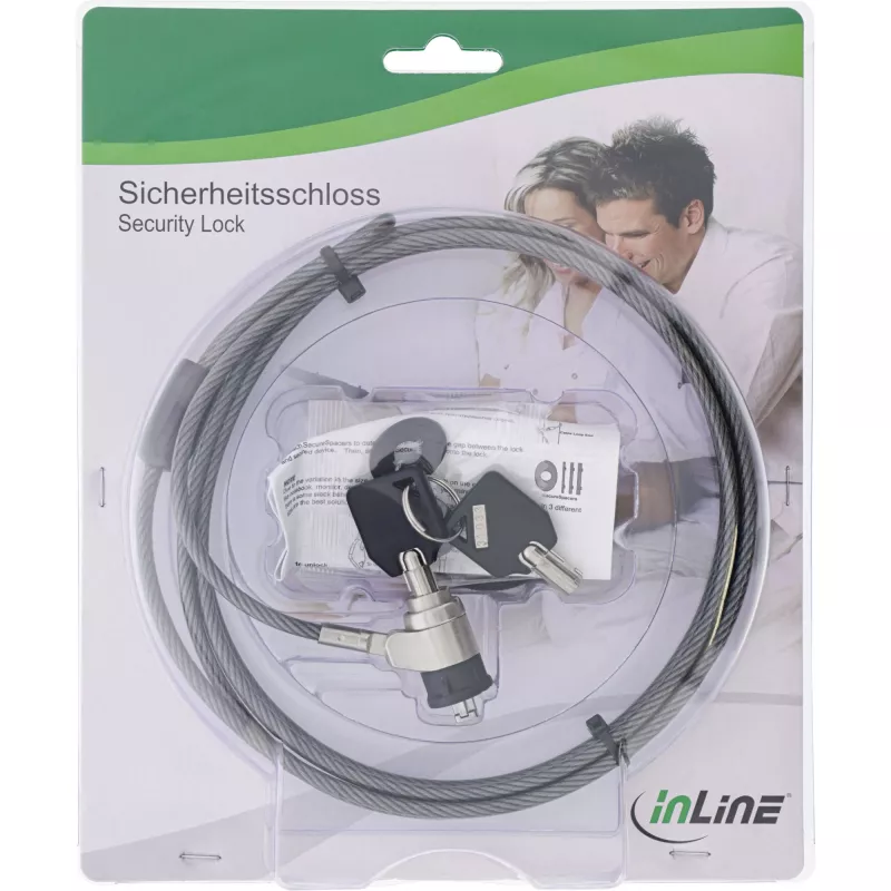 InLine piezīmjdatora drošības trosīte ar atslēgu 4,4 mm x 2 m