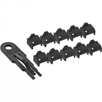 InLine RJ45 pieslēgvietu bloķētājs, startera komplekts ar 10 bloķētājiem un atslēgu, melns