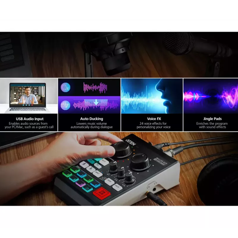 Audio mikseris ATEN MicLIVE 6-CH 6 kanāli 24 biti 96 kHz