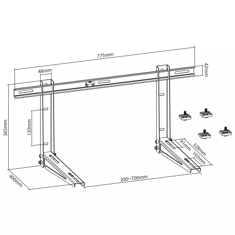 Gaisa kondicionētāja stiprinājuma kronšteins InLine balts 775mm 400mm 365mm