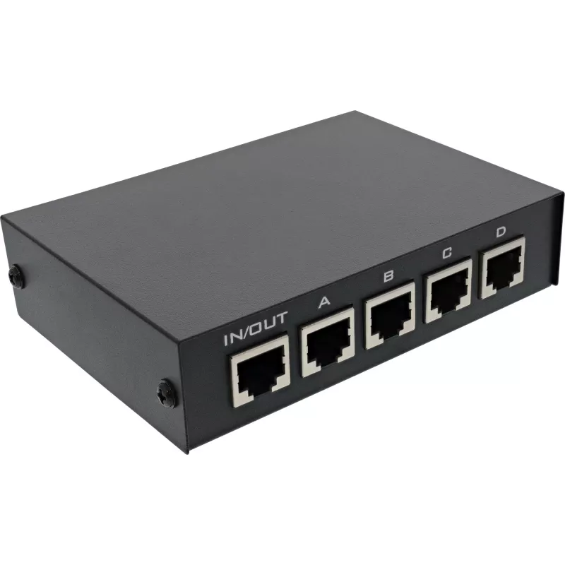 InLine RJ45 pārslēgs manuāls 1 uz 4 5x RJ45 ligzda Fast Ethernet