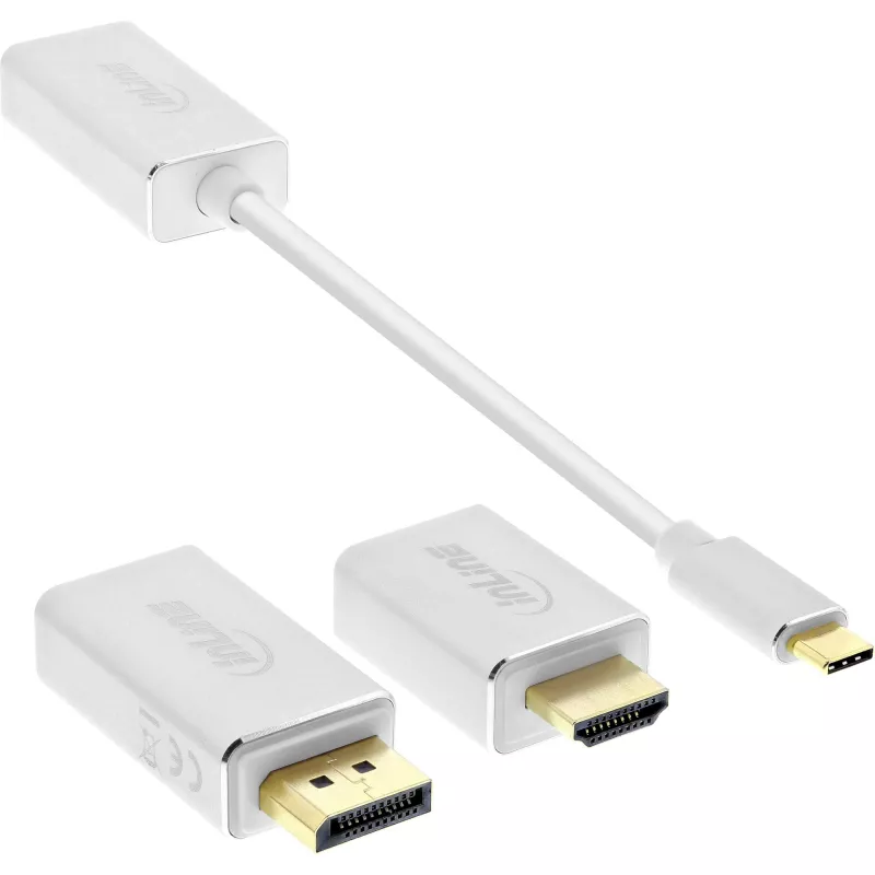 InLine USB Display Converter Set 6-in-1, 4K/60Hz sudraba