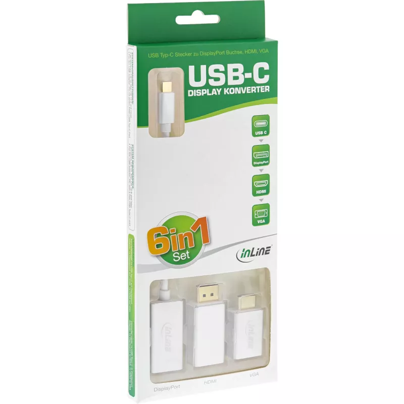 InLine USB Display Converter Set 6-in-1, 4K/60Hz sudraba