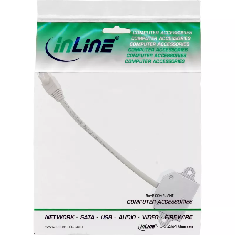 InLine Cat.5e ISDN T-Adapter RJ45 vīrišķais uz 2x RJ45 sievišķo 15cm