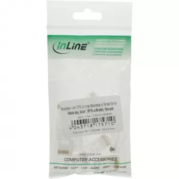 InLine modulārais spraudnis 10P10C rietumu ligzdas presēšanai uz lentes kabeļa, caurspīdīga plastmasa, 10 gab.