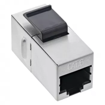 InLine RJ45 modulis, sieviešu-sieviešu, SNAP-In Cat.6 STP, melns/sudraba