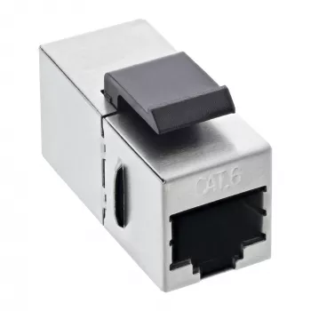 InLine RJ45 modulis, sieviešu-sieviešu, SNAP-In Cat.6 STP, melns/sudraba