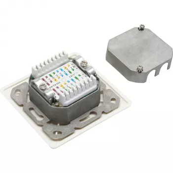 InLine Cat.6 savienojuma kārba 2x RJ45 ligzda, RAL9010 balta, horizontāla