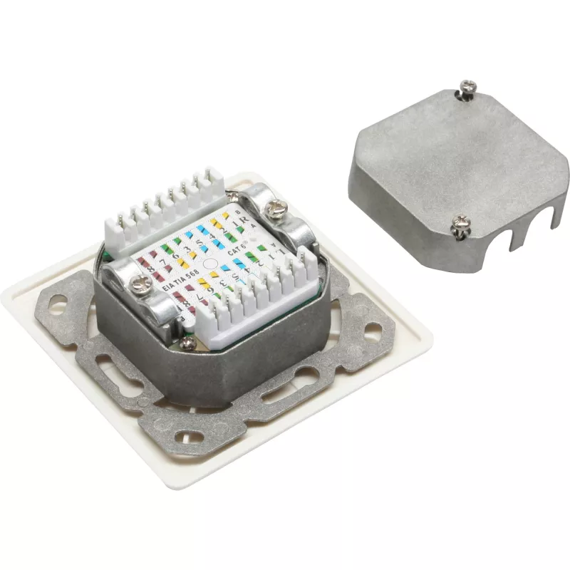 InLine Cat.6 savienojuma kārba 2x RJ45 ligzda, RAL9010 balta, horizontāla