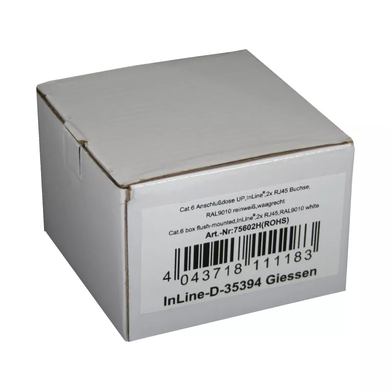 InLine Cat.6 savienojuma kārba 2x RJ45 ligzda, RAL9010 balta, horizontāla