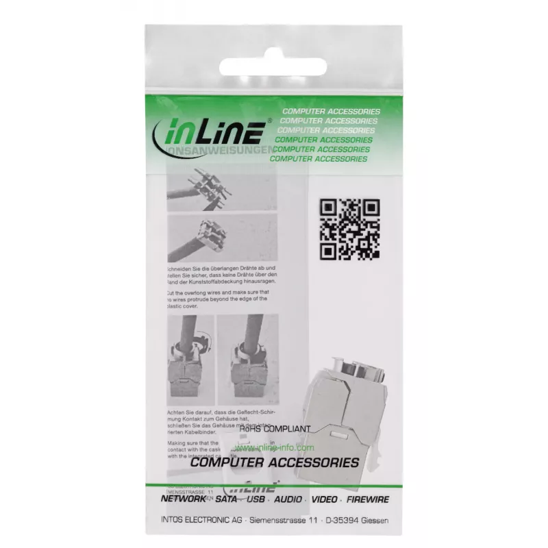 InLine Keystone RJ45 ligzda plāns, SNAP-In, Cat.8.1, integrēta kabeļu saite