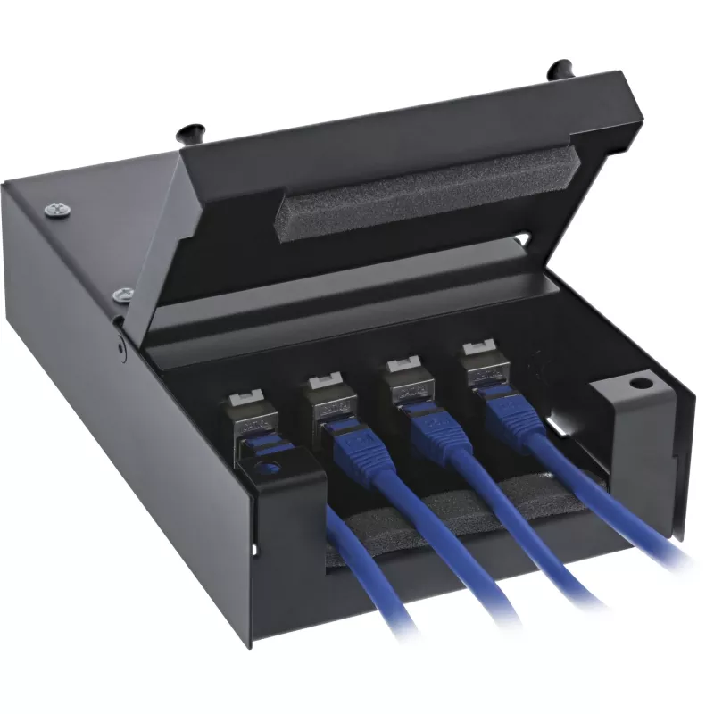 InLine virsmas montāžas kārba keystone 4x RJ45 melna 76202X