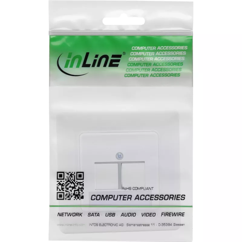 InLine rāmja komplekts 2x RJ45 Keystone SNAP-In 90°, balts RAL9010