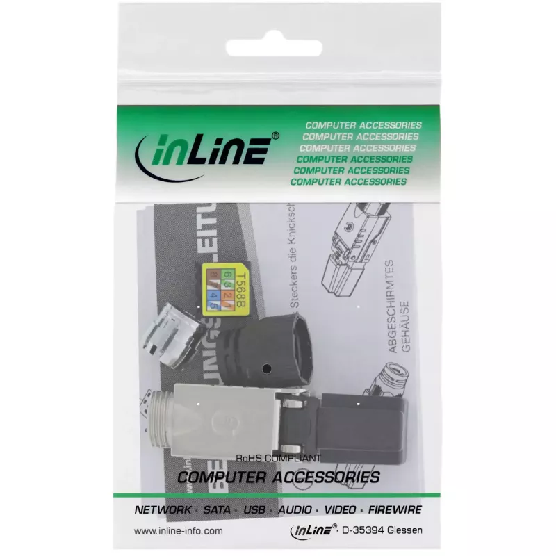InLine RJ45 spraudnis Cat.6A 500MHz, uzstādāms uz vietas, ekranēts, ar skrūvējamu vāciņu