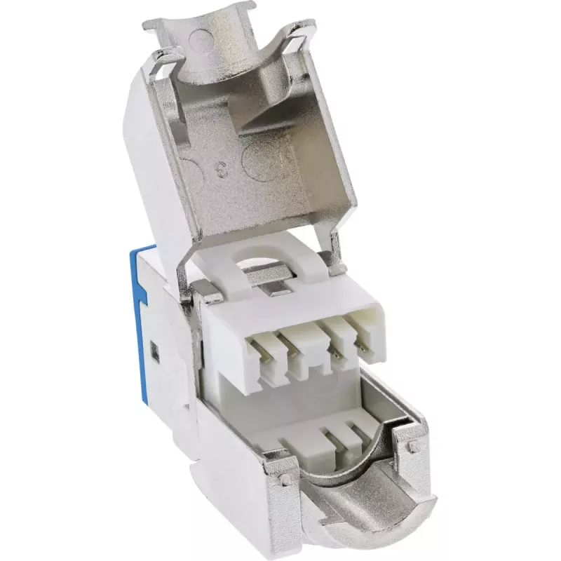 InLine Keystone RJ45 kontaktligzda, ekranēta, Cat.6A, zila, 8 gab. iepakojumā