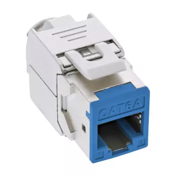 InLine Keystone RJ45 kontaktligzda, ekranēta, Cat.6A, zila, 8 gab. iepakojumā