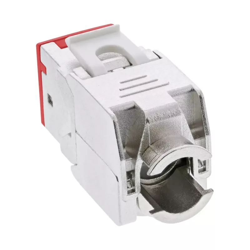 InLine Keystone RJ45 ligzda, ekranēta, Cat.6A, sarkana, 8 gab. iepakojumā