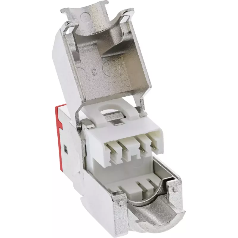InLine Keystone RJ45 ligzda, ekranēta, Cat.6A, sarkana, 8 gab. iepakojumā