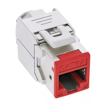 InLine Keystone RJ45 ligzda, ekranēta, Cat.6A, sarkana, 8 gab. iepakojumā