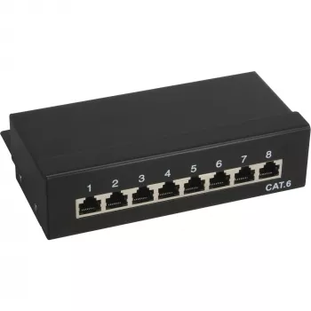InLine ielāppanelis Cat.6 8 portu galda versija melns RAL9005