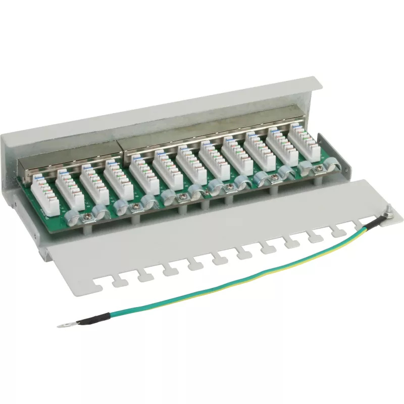 InLine Patchpanel Cat.6 12 portu galda/sienas montāža gaiši pelēka RAL7035