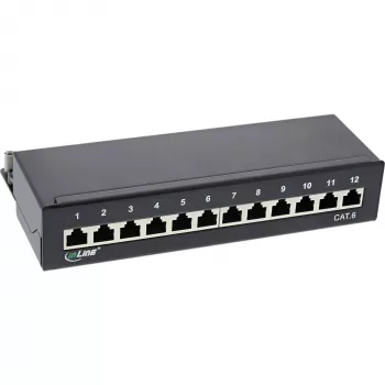 InLine Patch Panel Cat.6 12 portu galda/sienas stiprinājums melns RAL9005