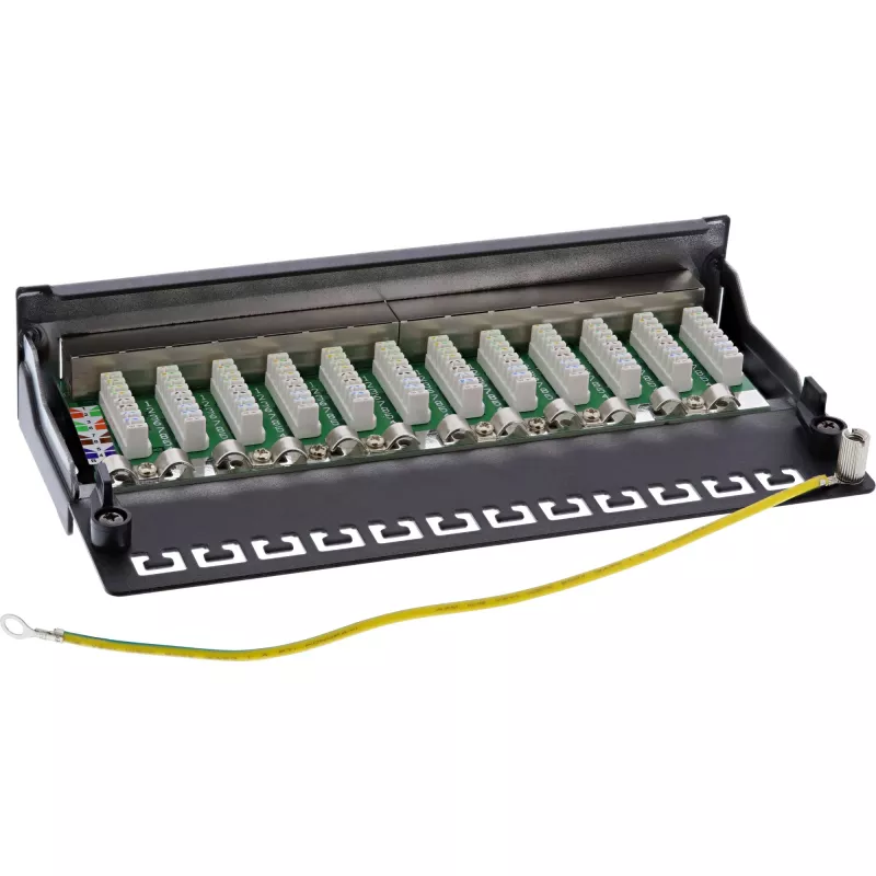 InLine Patch Panel Cat.6 12 portu galda/sienas stiprinājums melns RAL9005