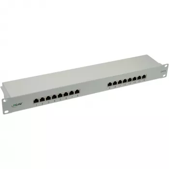 InLine Patch Panel Cat.6 16 Portu 19 collu 1HE gaiši pelēks RAL7035