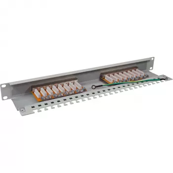 InLine Patch Panel Cat.6 16 Portu 19 collu 1HE gaiši pelēks RAL7035