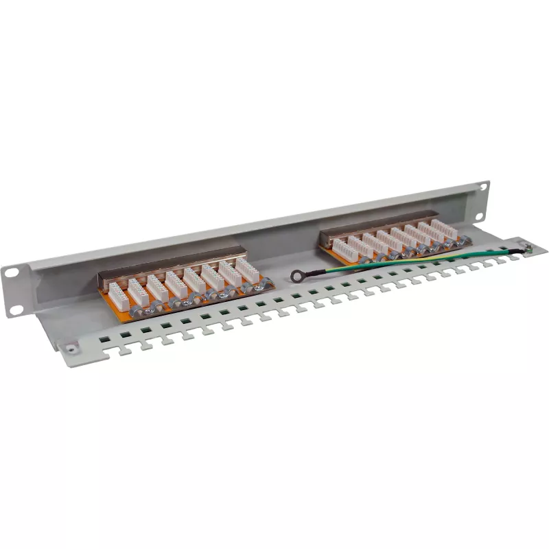 InLine Patch Panel Cat.6 16 Portu 19 collu 1HE gaiši pelēks RAL7035