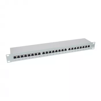 InLine Patch Panel Cat.6 24 Port 19 inch 1HE light pelēka RAL7035
