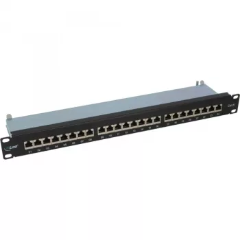 InLine Patch Panel Cat.6 24 Port 19 inch 1HE Melns RAL9005