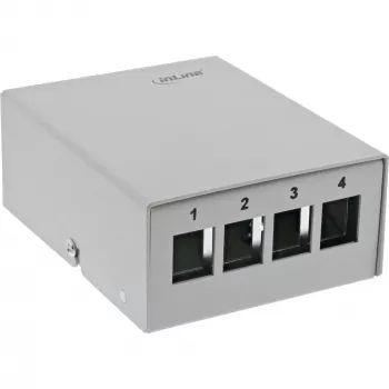 InLine darbvirsmas konsolidācijas punkta kārba 4x Keystone RJ45, metāls, RAL7035