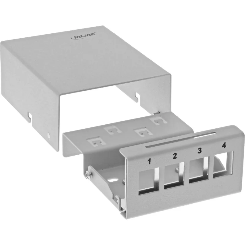 InLine darbvirsmas konsolidācijas punkta kārba 4x Keystone RJ45, metāls, RAL7035