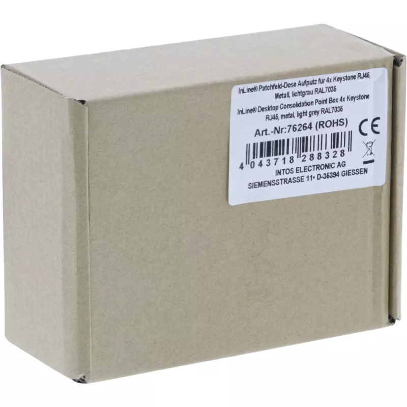 InLine darbvirsmas konsolidācijas punkta kārba 4x Keystone RJ45, metāls, RAL7035