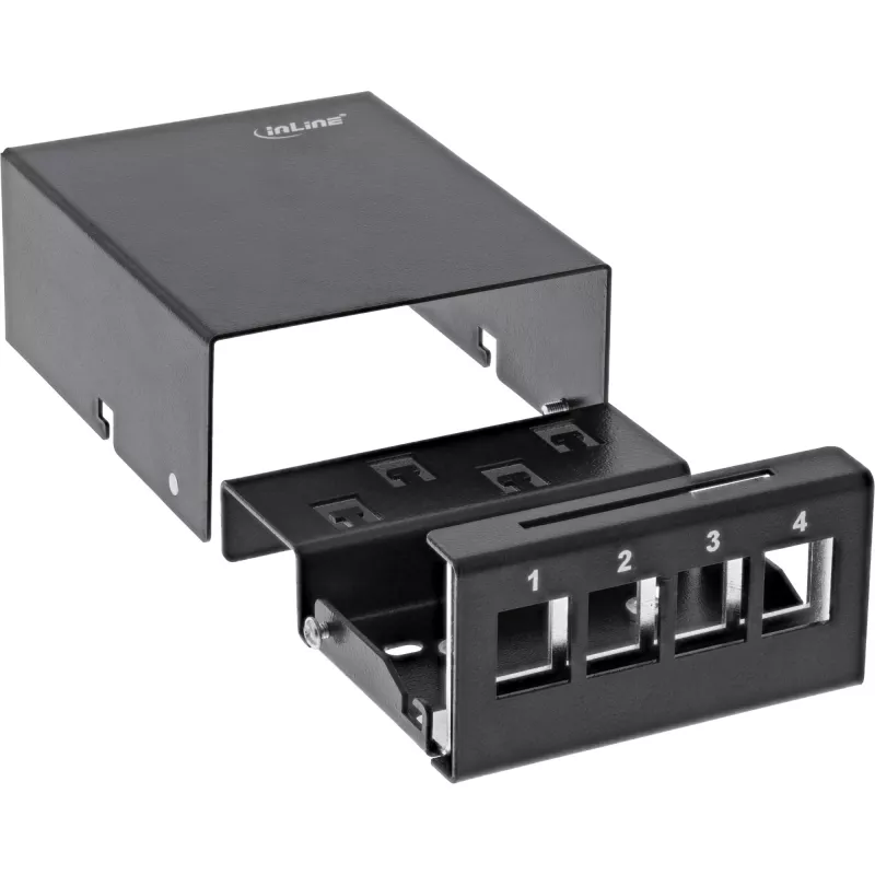 InLine galvirsmas konsolidācijas punkta kārba 4x Keystone RJ45, metāla, melna RAL9005