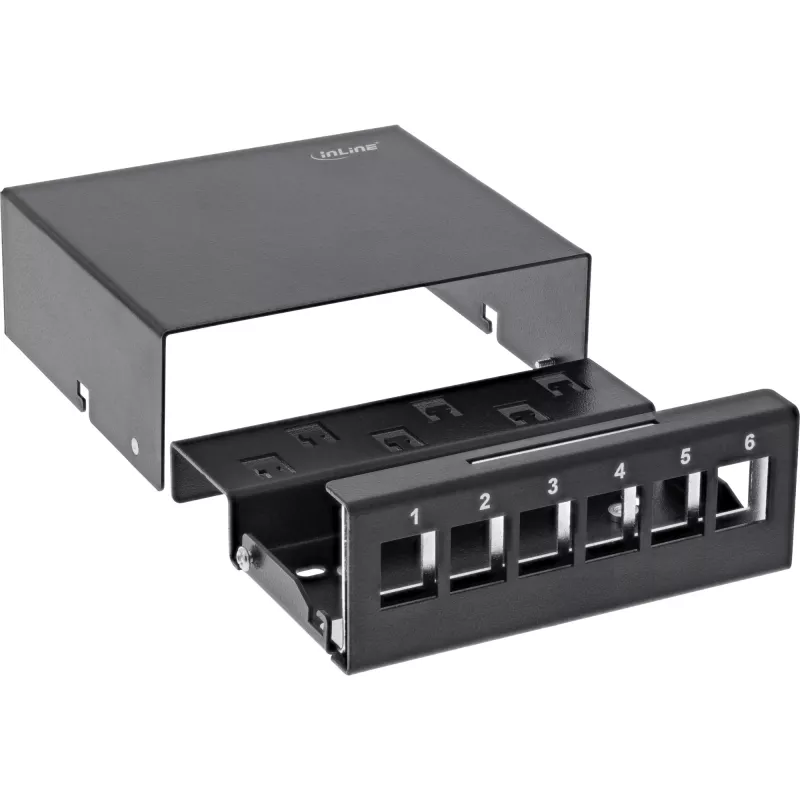 InLine galda konsolidācijas punkta kārba 6x Keystone RJ45, metāls, melna RAL9005