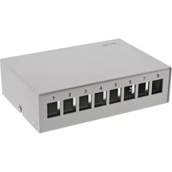 InLine darbvirsmas konsolidācijas punktu kārba 8x Keystone RJ45, metāla, RAL7035