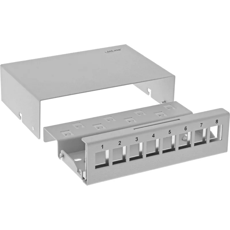 InLine darbvirsmas konsolidācijas punktu kārba 8x Keystone RJ45, metāla, RAL7035