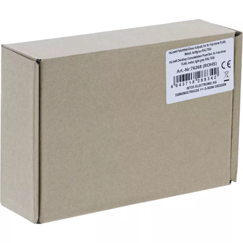 InLine darbvirsmas konsolidācijas punktu kārba 8x Keystone RJ45, metāla, RAL7035