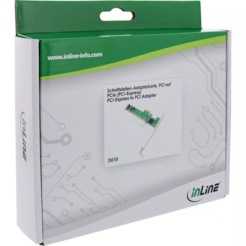 InLine PCI saskarnes adaptera pārveidotājs uz PCIe saskarnes karti 76616I