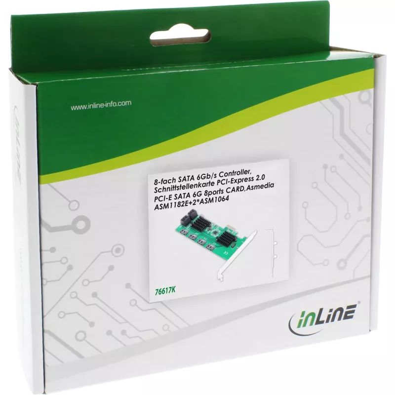 InLine saskarnes karte, 8x SATA 6Gb/s kontrolieris, PCIe 2.0 (PCI Express)