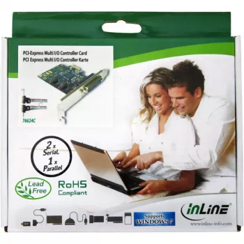 InLine interfeisa karte 1 pievads 25 kontaktu paralēlais + 2 pievadi 9 kontaktu seriālie PCIe