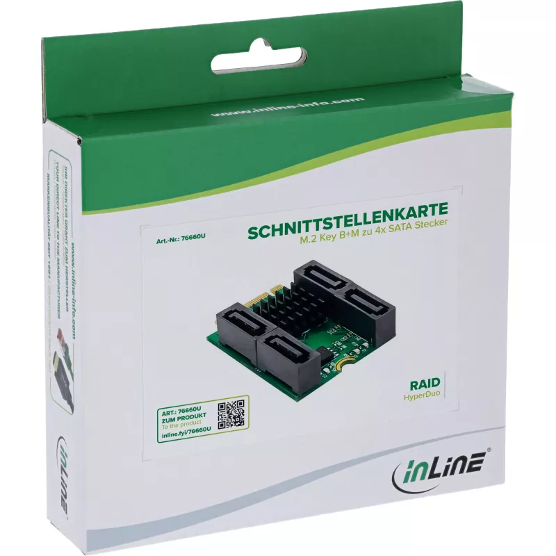 InLine 76660U iekšējā SATA saskarnes karte M.2 uz SATA 6 Gbit/s