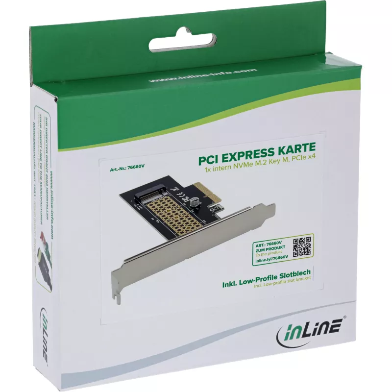 InLine 76660V iekšējā M.2 saskarnes karte PCIe 4 Gbit/s