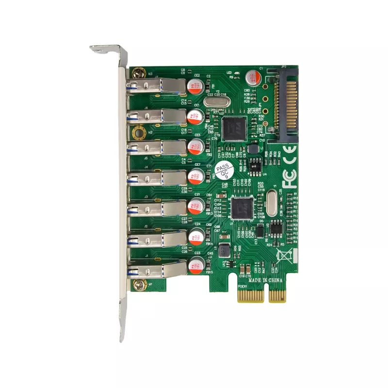 InLine USB-A 3.2 Gen.1 7 portu resursdatora kontrolieris PCIe, SATA barošana